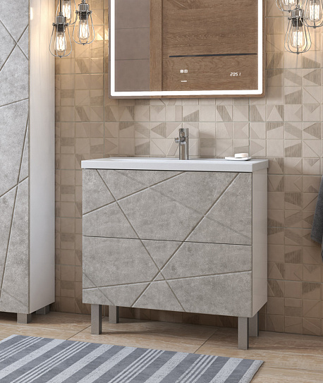 Тумба напольная с раковиной Vigo Geometry 2-700 tn.bsf.GEO.FOS.70.2Y бетон