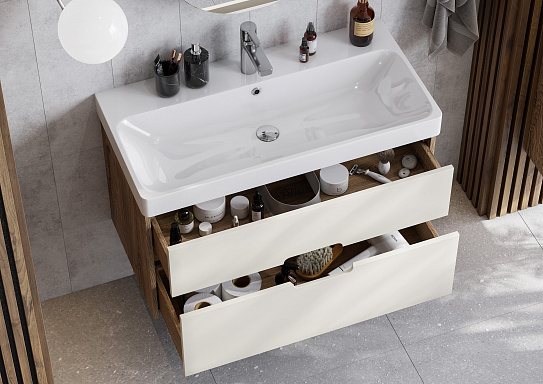 Тумба под раковину Aquaton Оливия 90 бежевый, дуб велл 1A254401OLVG0