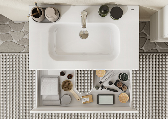 Тумба с раковиной Roca Luna 80 2 ящика ZRU9307765, белый