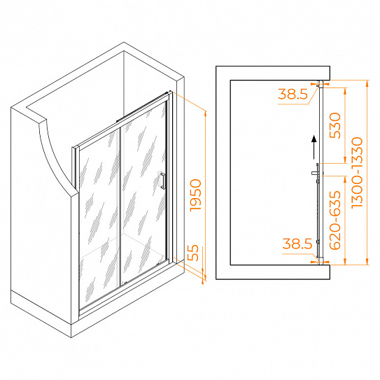 Душевая дверь 130х195 RGW PA-016, хром, 350801613-11
