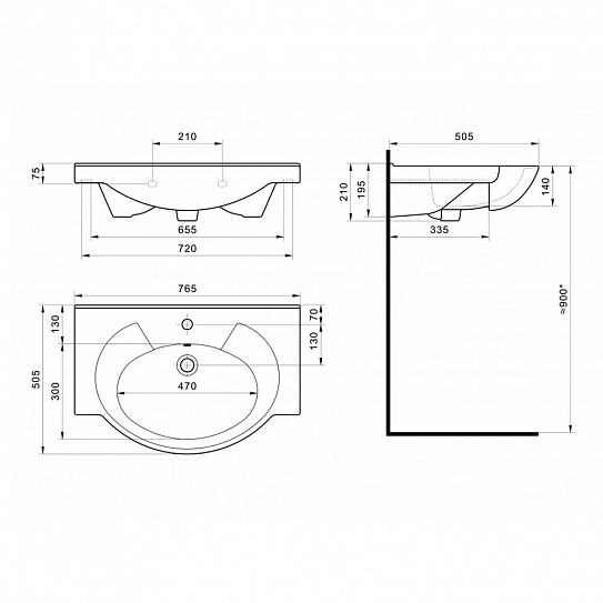 Раковина Santek Байкал 75 мебельная 1WH110259