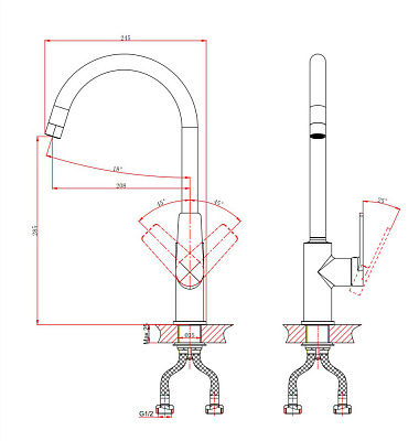 Смеситель для кухни D&K Bayern Fürth DA1522401 высокий хром