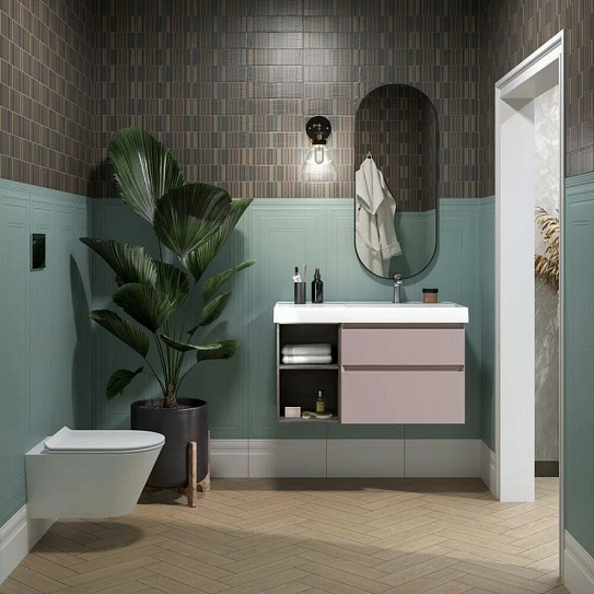 Раковина CUBO подвесная/мебельная 90 см, белая глянцевая CU.wb.90Rh