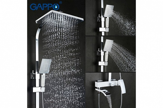Душевая система с тропическим душем белая Gappo G2407-8