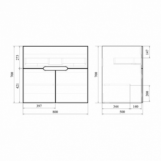 Тумба напольная MIRSANT Soho Quadro Light 80 (под раковину Deep код 262520) УТ000073636
