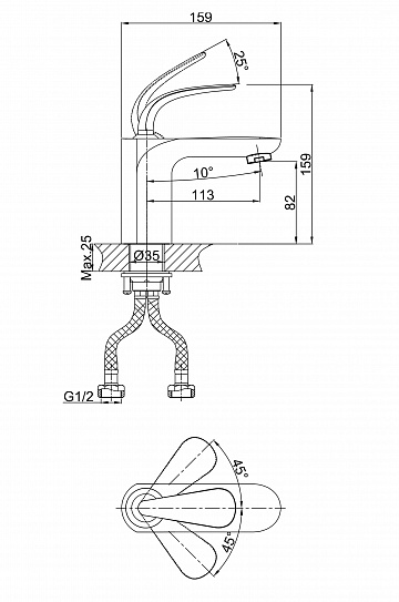 Смеситель для раковины D&K Venice Gondola Da1022141 хром