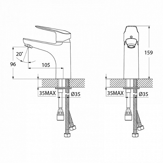 Смеситель для умывальника с гигиеническим душем Iddis Torr TORSB00i08