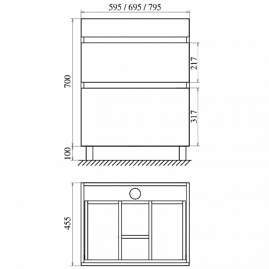 Тумба напольная 2 ящика MIRSANT Karelia 80 УТ000103041 (раковина Simple 80)
