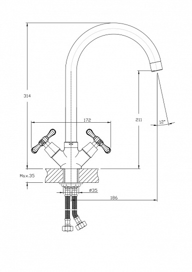 Смеситель для кухонной мойки RUSH Bianki BI7650-24