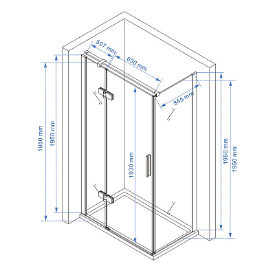 Душевое ограждение 120х90 MONTEREY EX-404B черное прозрачное стело 8мм