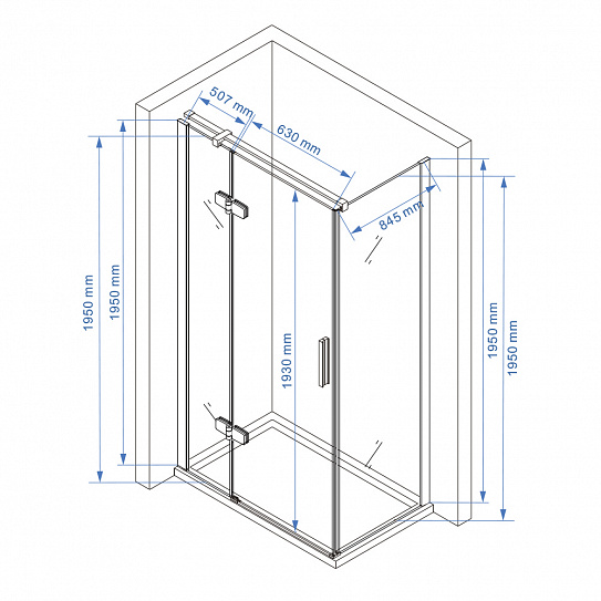 Душевое ограждение 120х90 MONTEREY EX-404B черное прозрачное стело 8мм