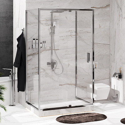 Душевой уголок WasserKRAFT Berkel 120х90 48P21 хром, стекло прозрачное, П-образный