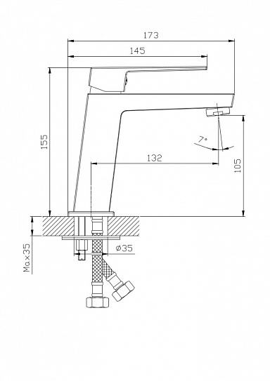 Смеситель для умывальника RUSH Thira TR3635-12Grey