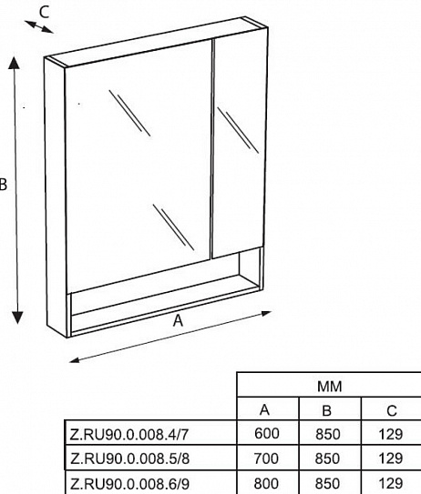 Зеркальный шкаф Roca The Gap 60 белый матовый ZRU9302748