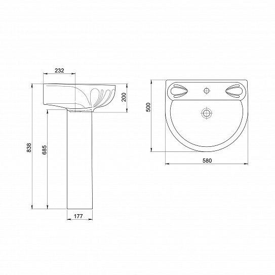 Раковина Santeri Лотос 58 белый 131106S0010B0