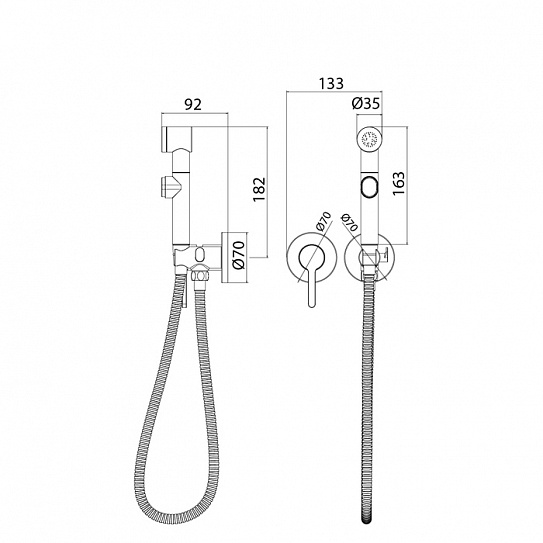 Смеситель встраиваемый с гигиеническим душем Iddis Axes AXESBR2i08