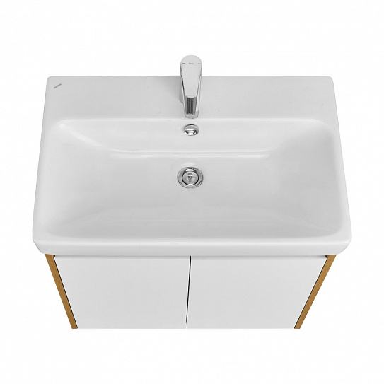 Тумба под раковину AQUATON Сканди Doors 70 белый глянец/дуб рустикальный 1A278901SDZ90