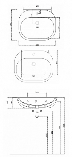 Накладная раковина 60х50 Hidra Loft 60 LO 55