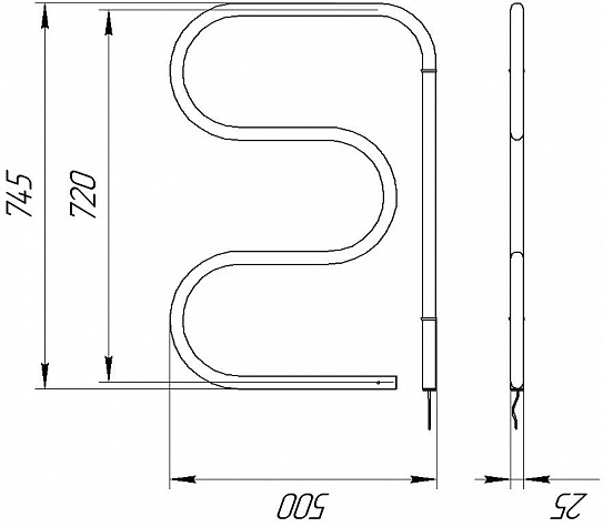 Полотенцесушитель Электрический Тера F-образный 500x720