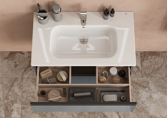 Тумба под раковину Roca Domi 80 2 ящика синий матовый ZRU9307868