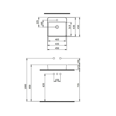 Раковина Berges Ego SL накладная 45x45 см матовый серый с отверстием под смеситель 182064