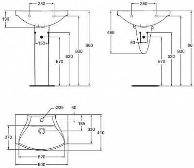 Раковина Vidima Сириус Элеганс 60*41 (BOX)