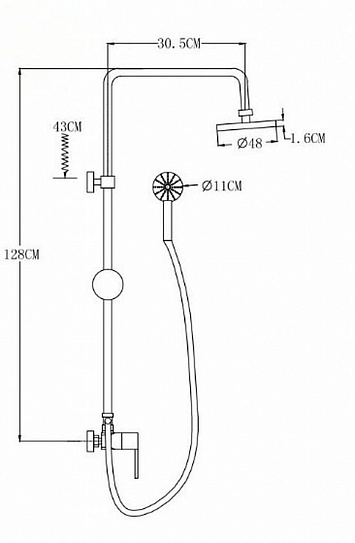 Душевая система с тропическим душем и смесителем керамические кранбуксы РМС SL80-003-3