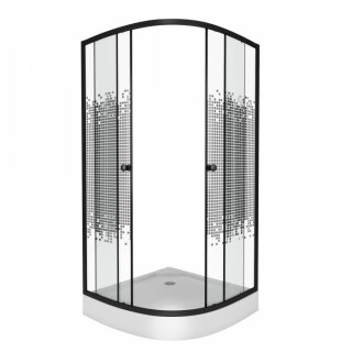 Душевой уголок 80х80х195 низкий поддон 13см стекло МОЗАИКА Niagara NG-003-14BLACK