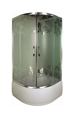 Душевой уголок Parly Z900 (90х90х195), Высокий поддон, Профиль хром, Стекло матовое с рисунком