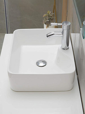 Раковина накладная 50 с отверстием под смеситель, фарфор, MONTEREY ZT-8099A (49х38) прямоугольная