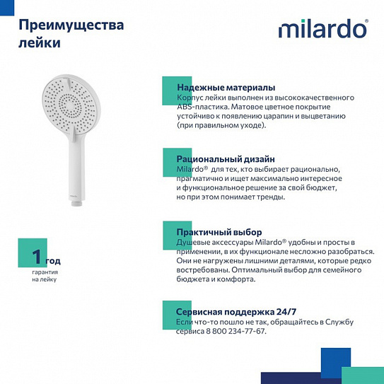 Лейка для душа Milardo Rora ROR4FWRM18