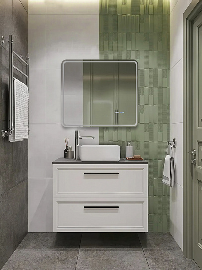 Зеркало в ванную с подсветкой и подогревом Monterey Аделия Люкс 80x70 (холодный свет, мультиблок, на касание)