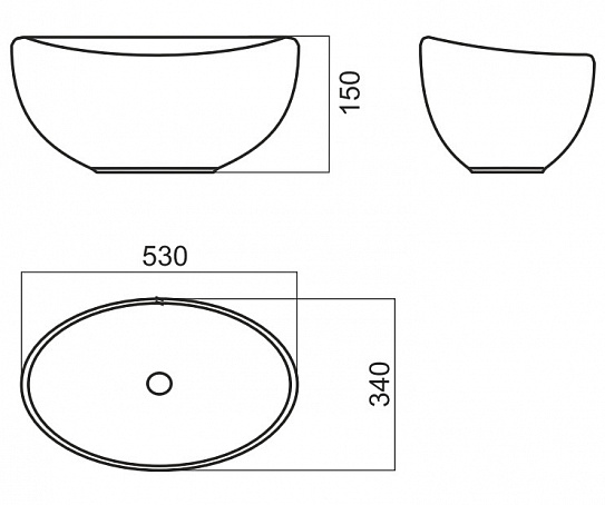 Раковина накладная 53 см овальная Sanita Luxe Ringo Cut 53х34