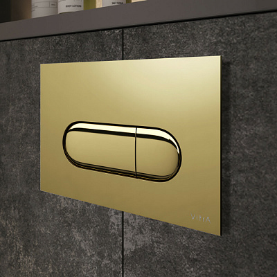 Кнопка смыва для инсталляции VitrA Root Round 740-2224 глянцевое золото двойный смыв