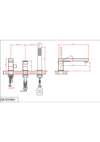 Смеситель на борт ванны D&K Bayern Liszt DA1514901 хром