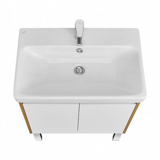 Тумба с раковиной AQUATON Сканди Doors 70 белый глянец/дуб рустикальный 1A278901SDZ90