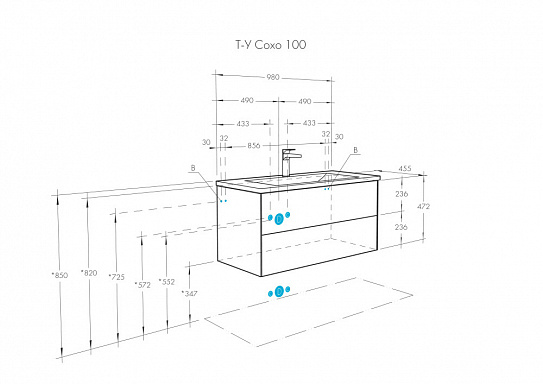 Тумба под раковину AQUATON Сохо 100 белый глянец 1A258201AJ010