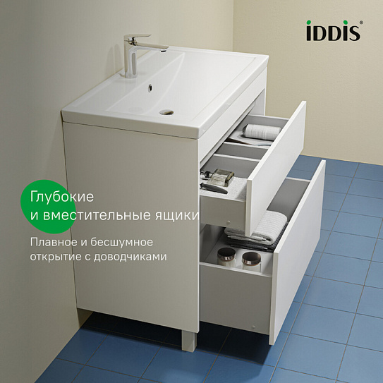Тумба с умывальником IDDIS Zodiac X (4078000i28), напольная 80 см белый, ZDX80WFi95K