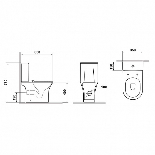Унитаз-компакт безободковый MONTEREY ZT-T1217 смыв торнадо