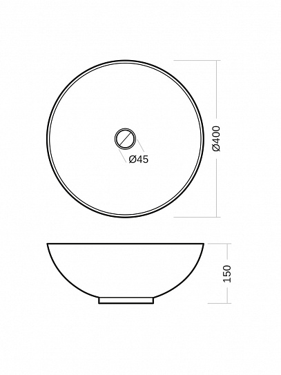 Раковина накладная 40 см круглая MONTEREY ZT-8022D (40х40) фарфор