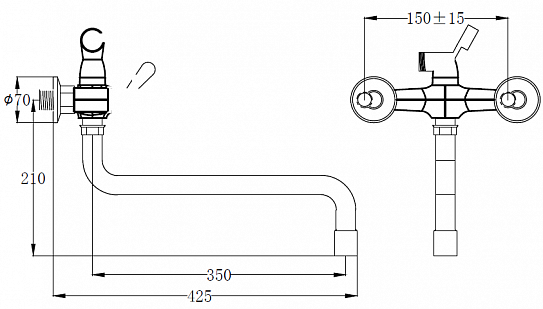 Смеситель для ванной РМС SL72-143