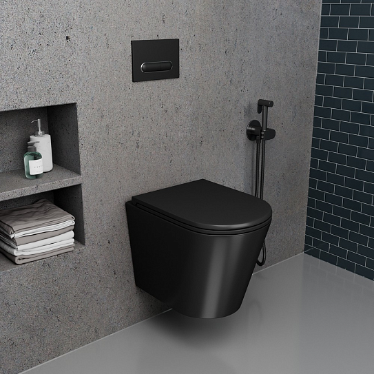 Унитаз подвесной безободковый с микролтфьом D&K Venice DT1026025 черный