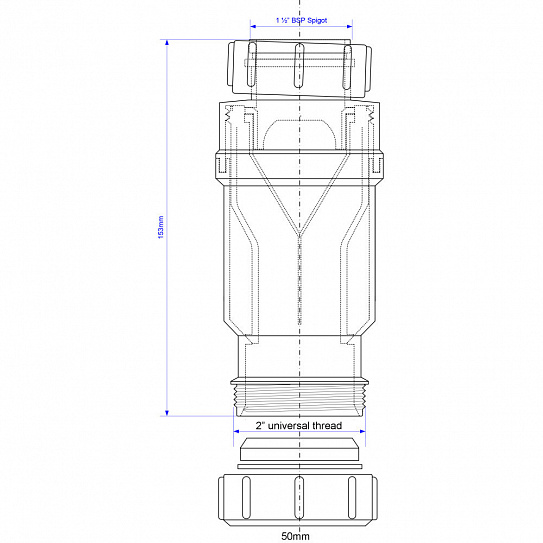 Самозакрывающийся сливной клапан McAlpine MRNRV40-PB, сухой 1 1/2"мама, компресс Ду=40мм