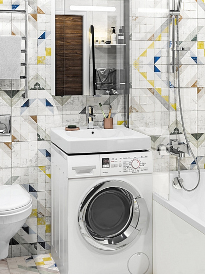 Раковина над стиральной машиной Пилот 60х60 Santek 1WH301971 с сифоном и кронштейнами