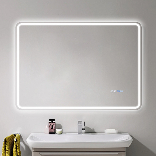 Зеркало в ванную 100х70 с подсветкой и подогревом Monterey Аделия Люкс (холодный свет, мультиблок, на касание)