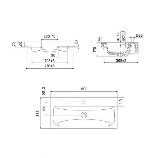 Раковина IDDIS 80 см 3508000i28