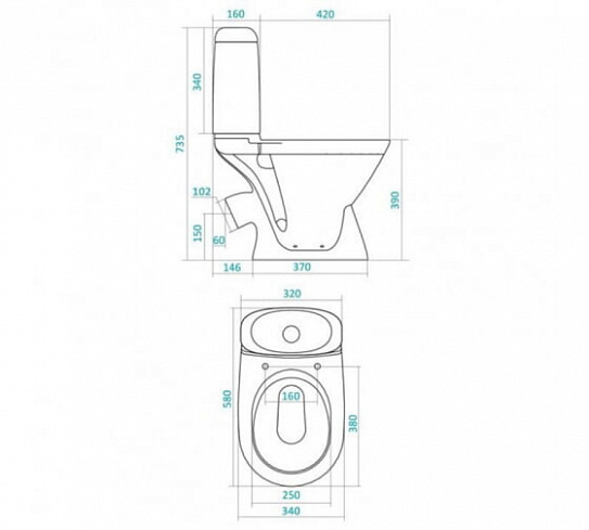 Чаша унитаза Сантек Римини 1WH110427 (без сиденья)
