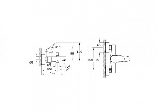 Смеситель для ванны Vitra Flow Round A43057EXP