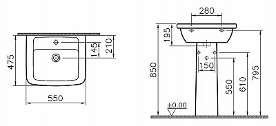 Раковина с пьедесталом Vitra Form 300 9602В003-7650