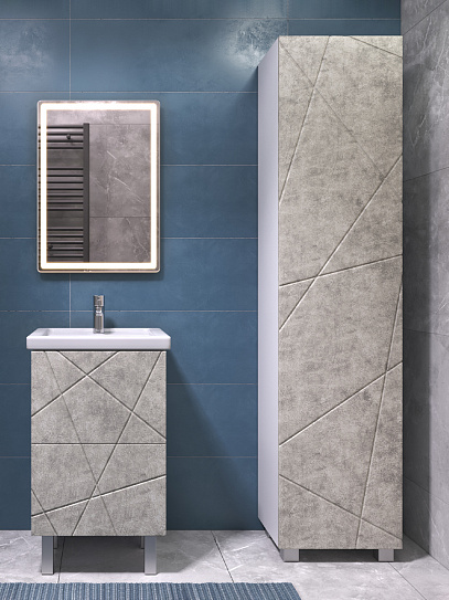 Шкаф пенал в ванную 45 см серый VIGO Geometry 450, цвет бетон